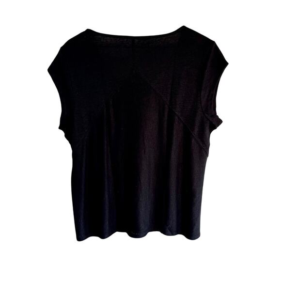 Garnet Hill Organic Linen Black Cap Sleeve Relaxed Boxy Style Size XL NEW - Picture 2 of 5